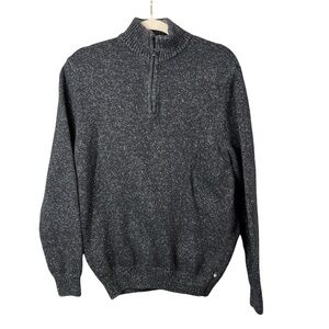 Chaps Ralph Lauren Sweater Men's Small Quarter Zip Mottled Black Pull Over